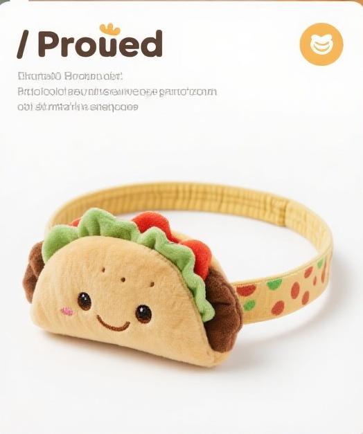 Plyšová Dětská Čelenka Taco – Měkká Bavlna s Roztomilým Taconem